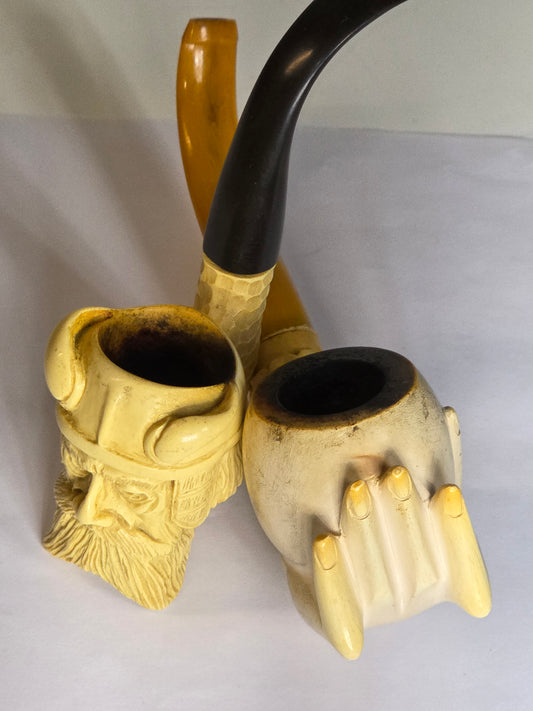 Vintage lot of two Meerschaum smoke pipes