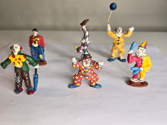 Vintage lot of 6 metal lead collectibles clown figurines