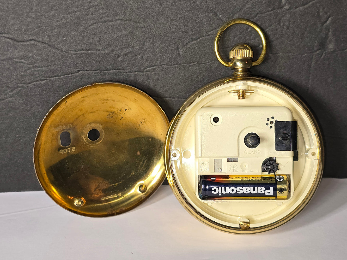 Vintage Staiger quartz table clock styled as a pocket watch