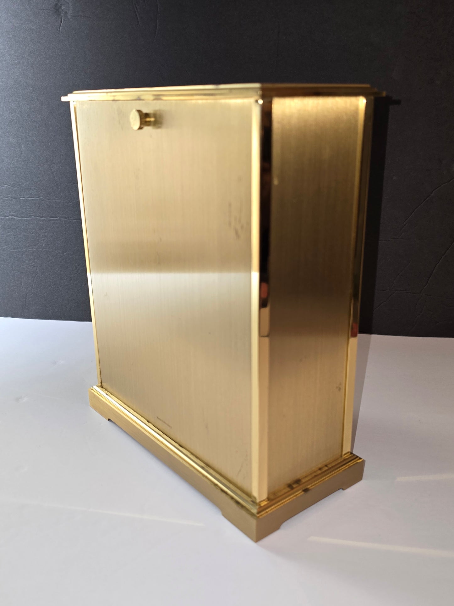 Vintage Bulova mantel shelf clock heavy brushed brass Germany made