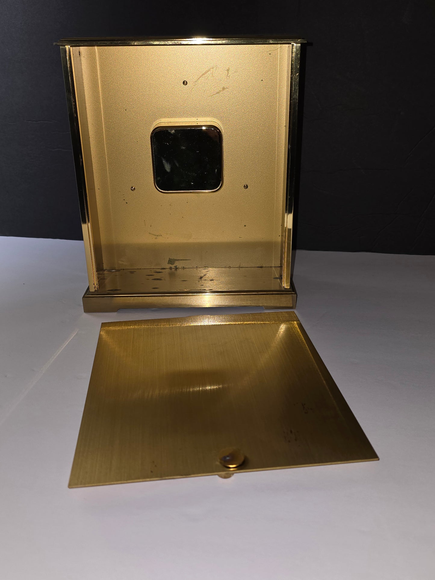 Vintage Bulova mantel shelf clock heavy brushed brass Germany made