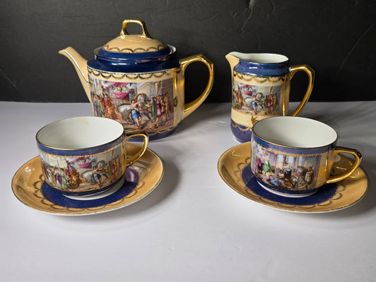 Vintage hand painted Germany made 6-piece tea set
