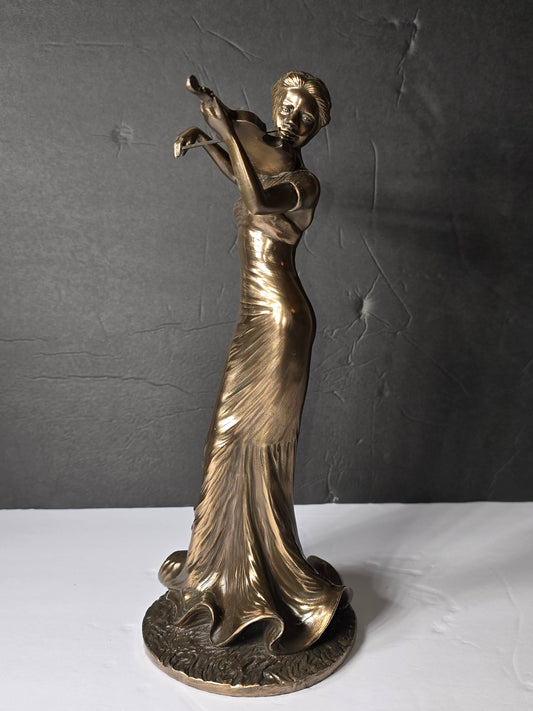 Vintage rare "The Violinist" cold cast bronze statue by Genesis heredities fine art
