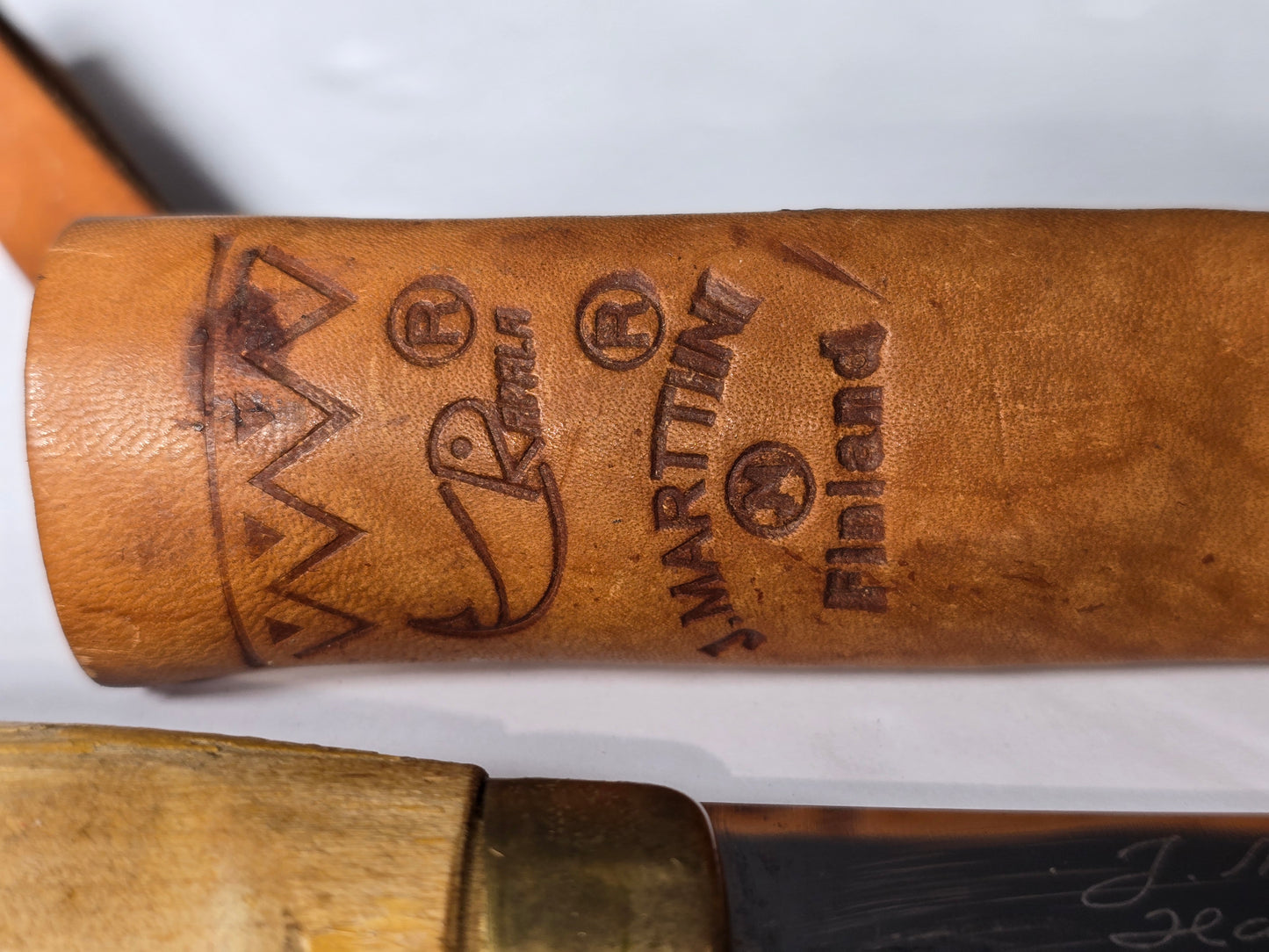 Vintage hand engraved J Marttini Finland with sheath 12"