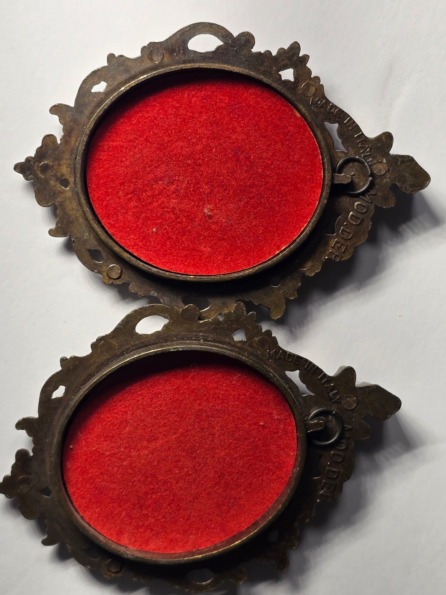 Vintage Italian made framed silk mini oval portraits