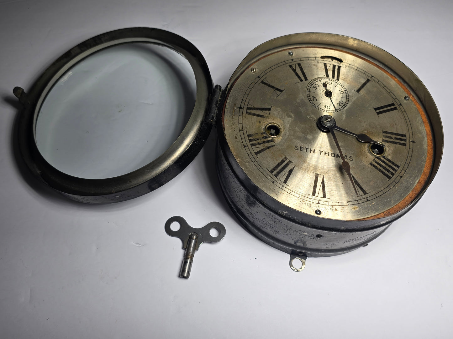 Antique Rare Unique Seth Thomas Ship's Lever 8 Day wall clock 1880's
