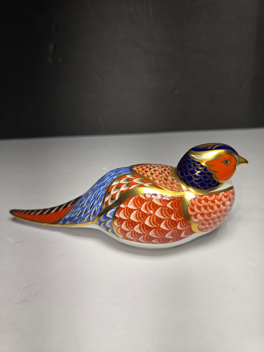 Vintage collectible Royal Crown Derby Pheasant Paperweight