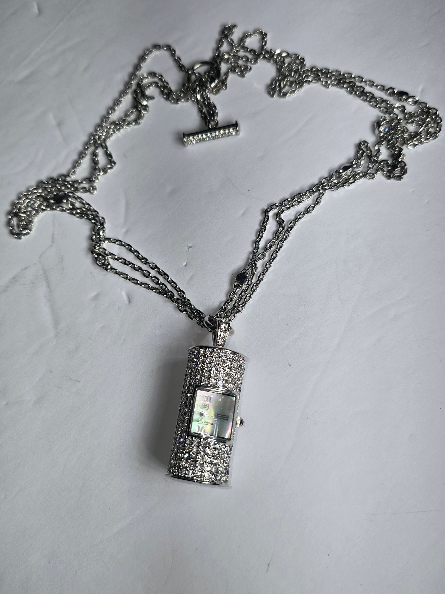 Vintage New Victoria Wieck crystal rhinestone watch pendant necklace