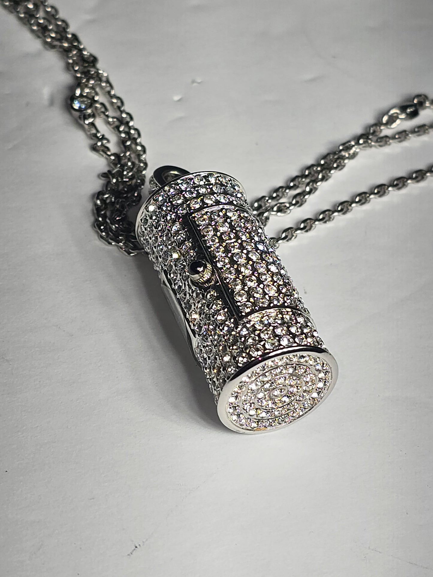Vintage New Victoria Wieck crystal rhinestone watch pendant necklace