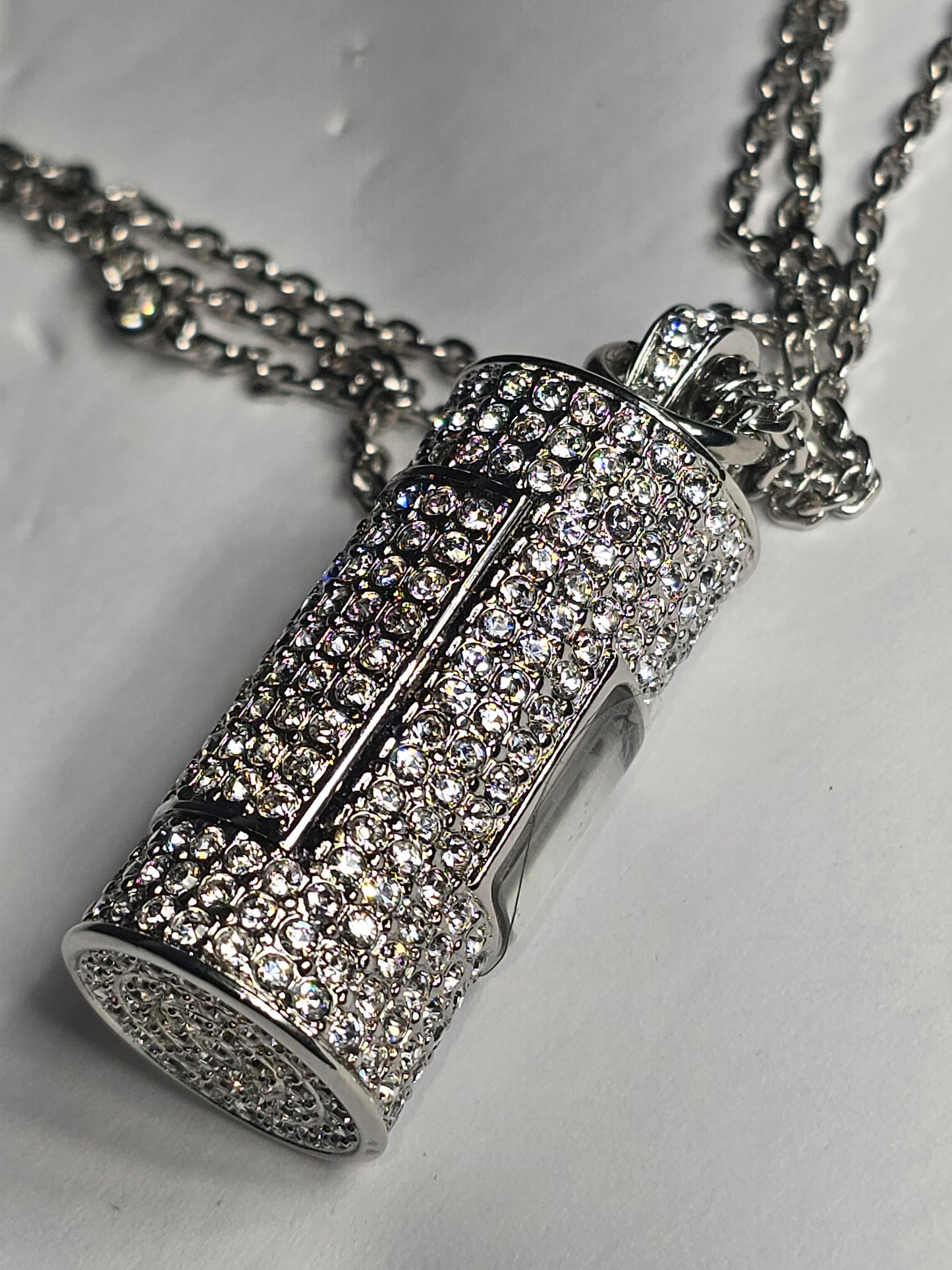Vintage New Victoria Wieck crystal rhinestone watch pendant necklace