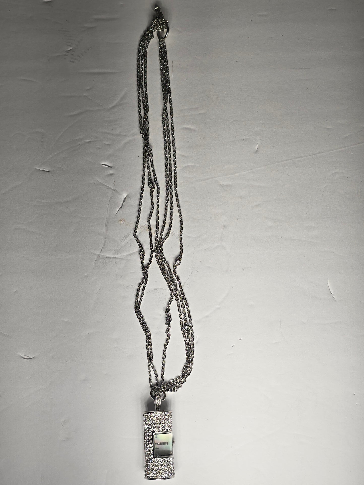 Vintage New Victoria Wieck crystal rhinestone watch pendant necklace
