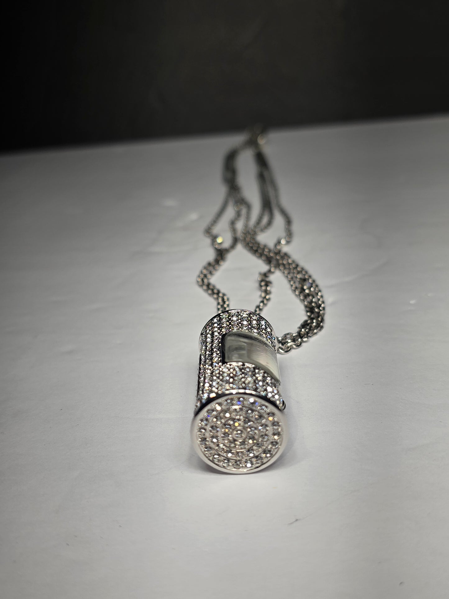 Vintage New Victoria Wieck crystal rhinestone watch pendant necklace