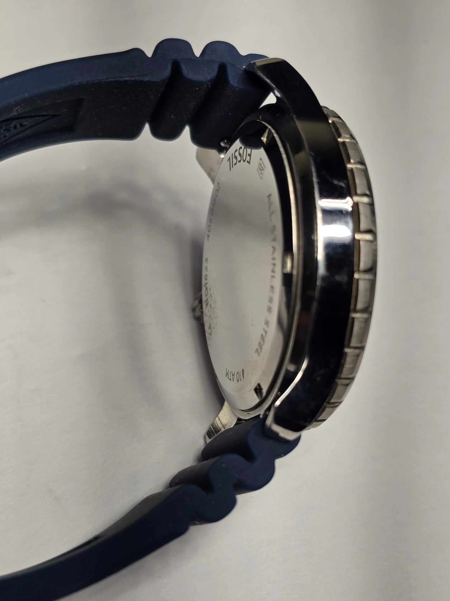 Fossil white dial blue rubber strap multifunction watch new with box