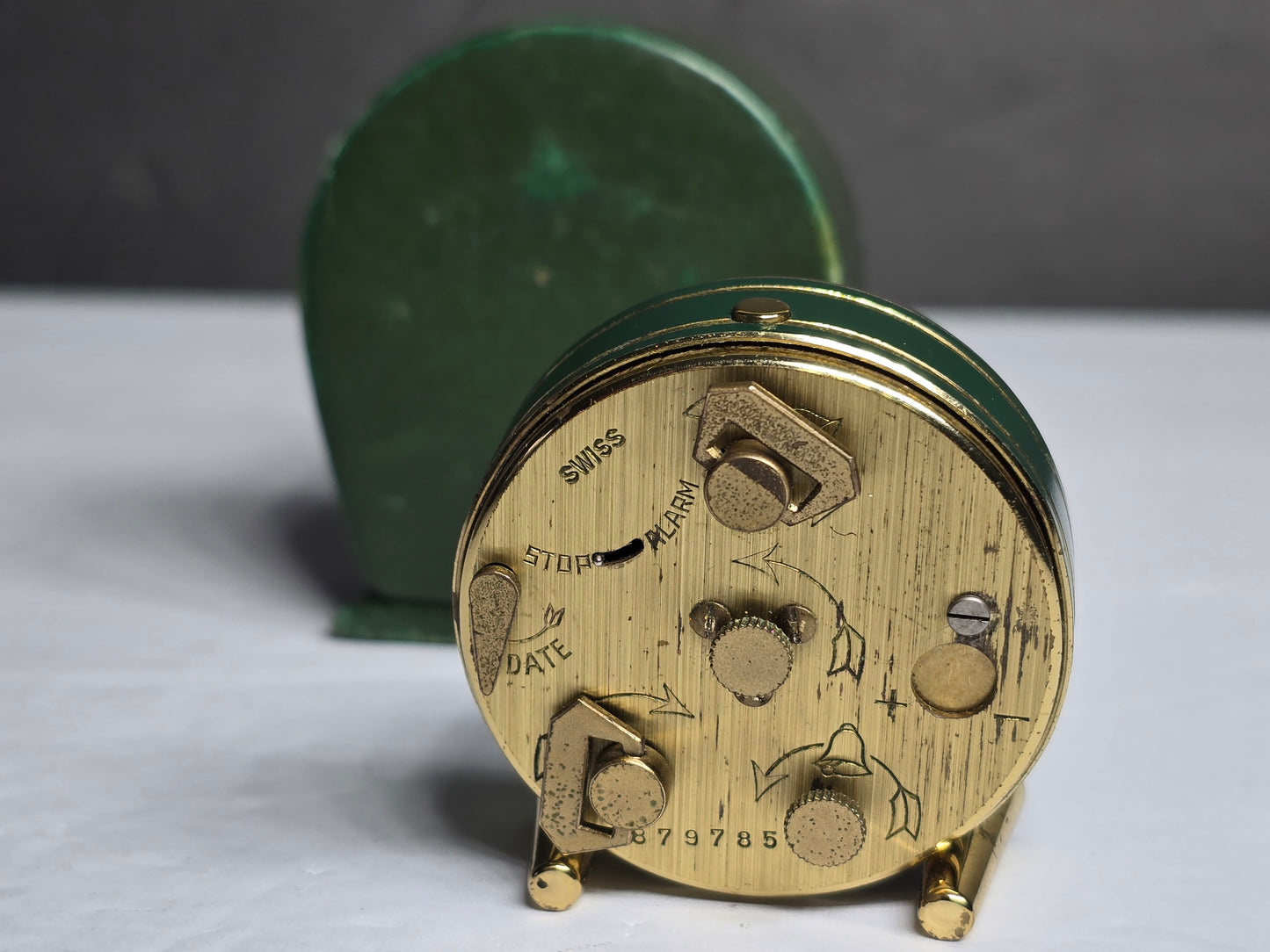 Vintage Looping 15 Jewels 8 Days Travel Alarm Clock Date Window and Case