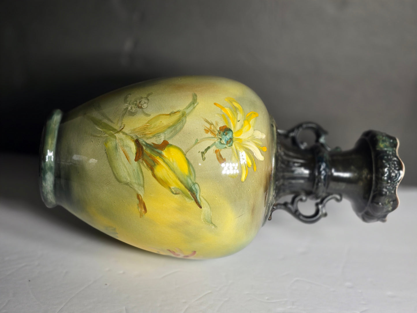 Royal Bonn German Antique hand painted floral vase 12"
