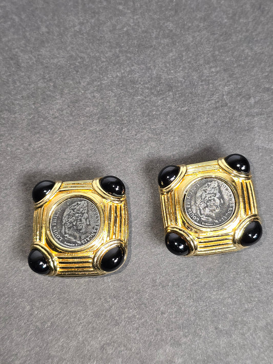 Vintage Ervin Pearl coin earrings
