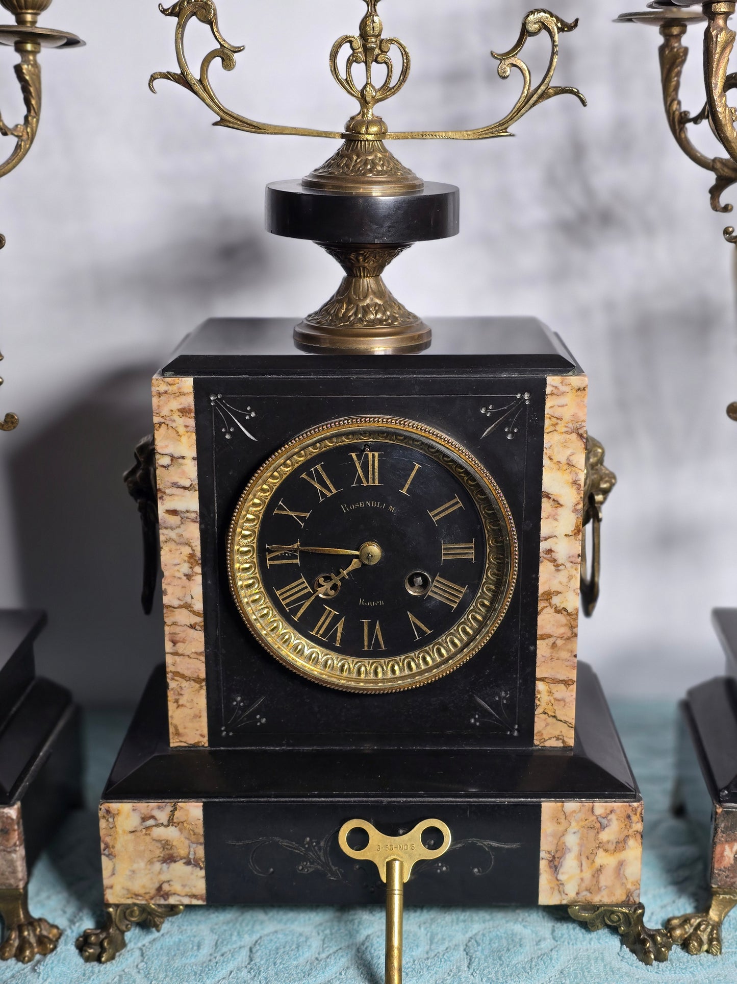 Antique 1800's French Napoleon 111 Style Marmol Mantel Clock