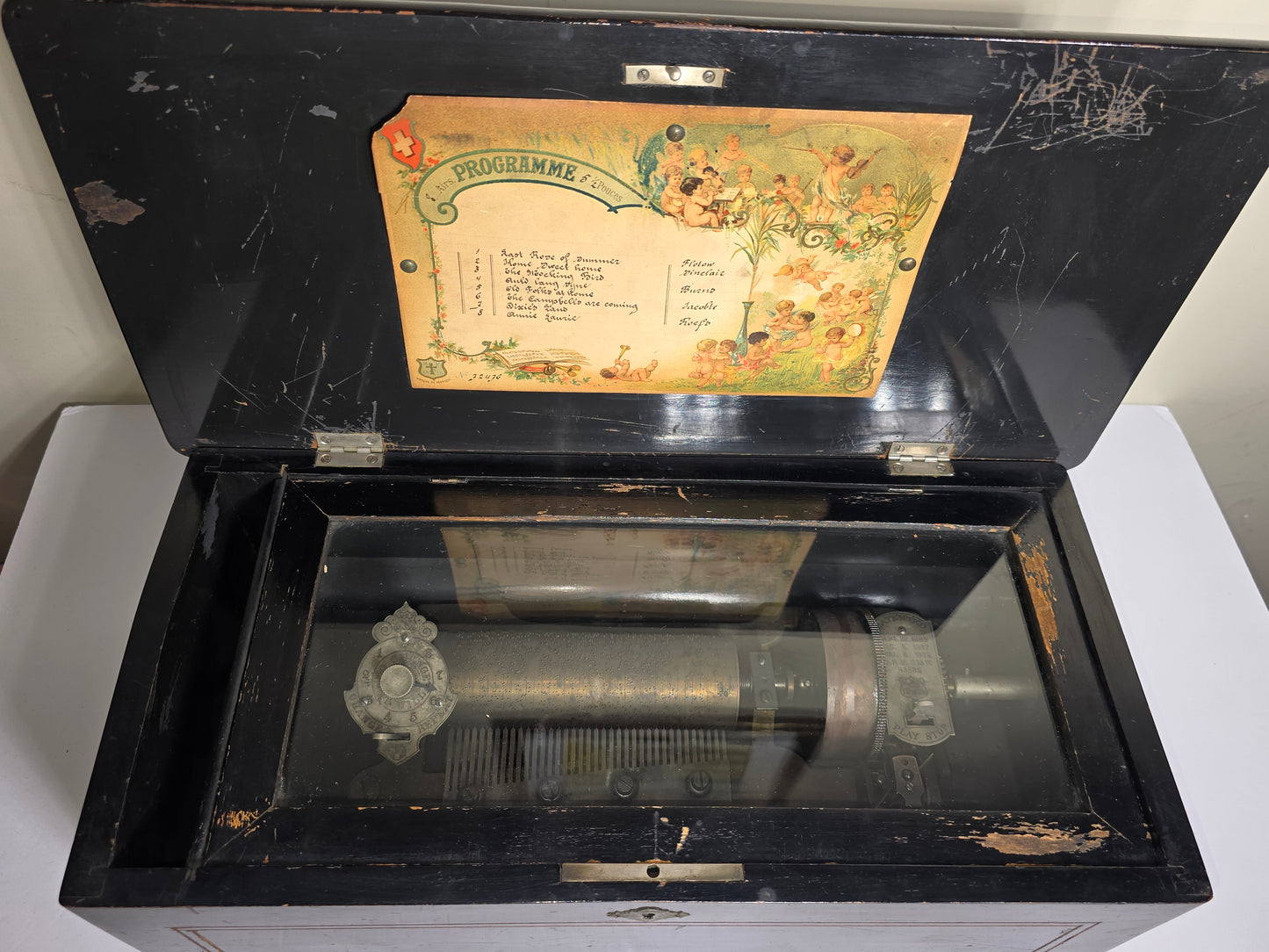 Mermod Freres antique cylinder music box Swiss 1800's