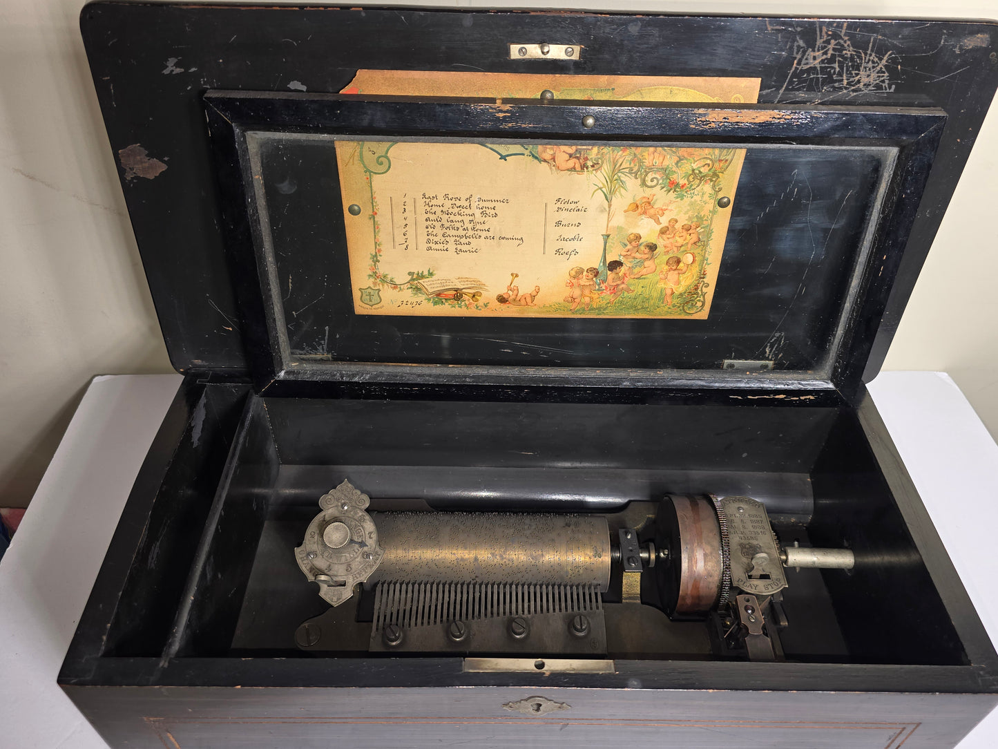 Mermod Freres antique cylinder music box Swiss 1800's