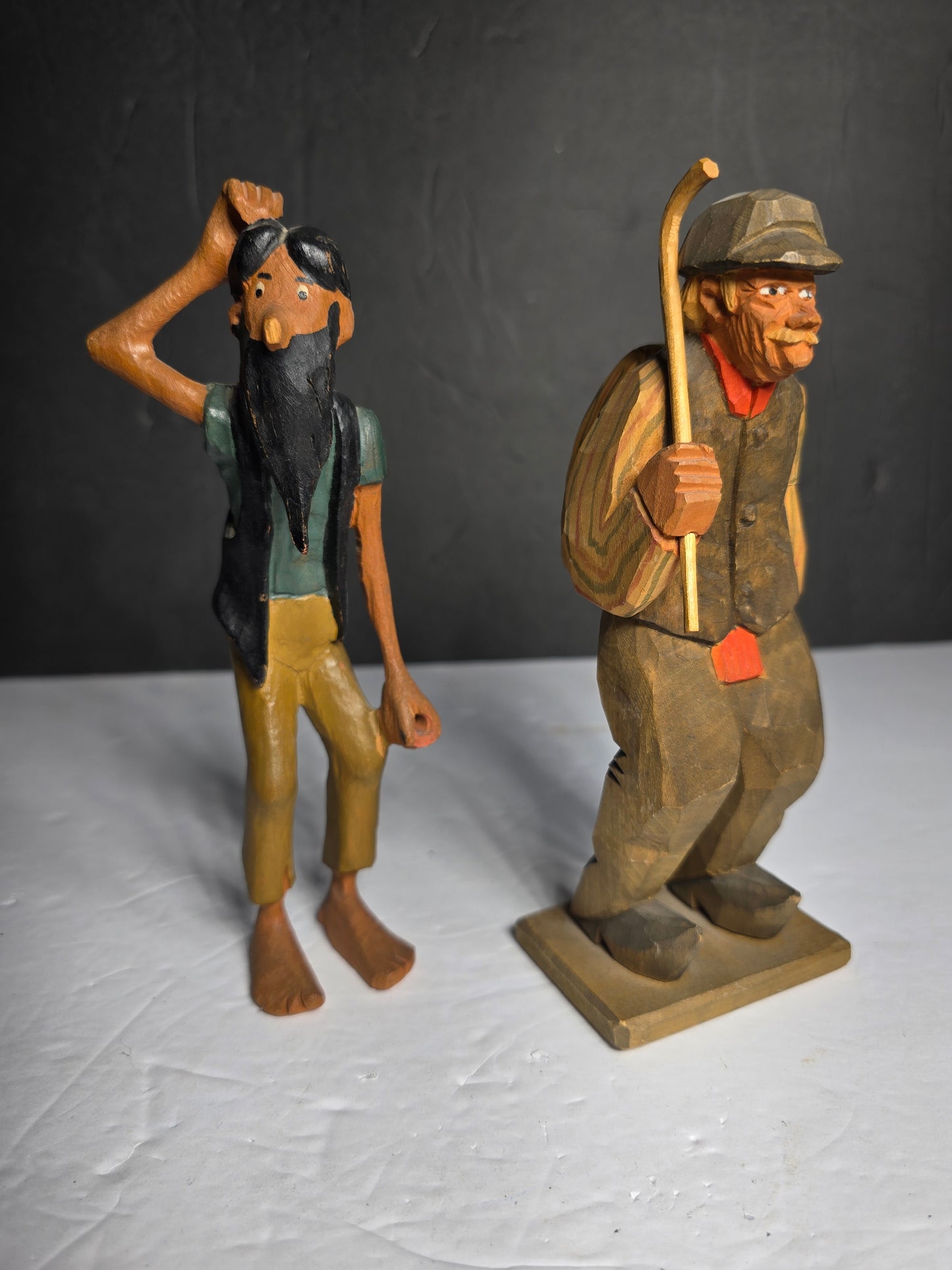 Two vintage wood carved figurines