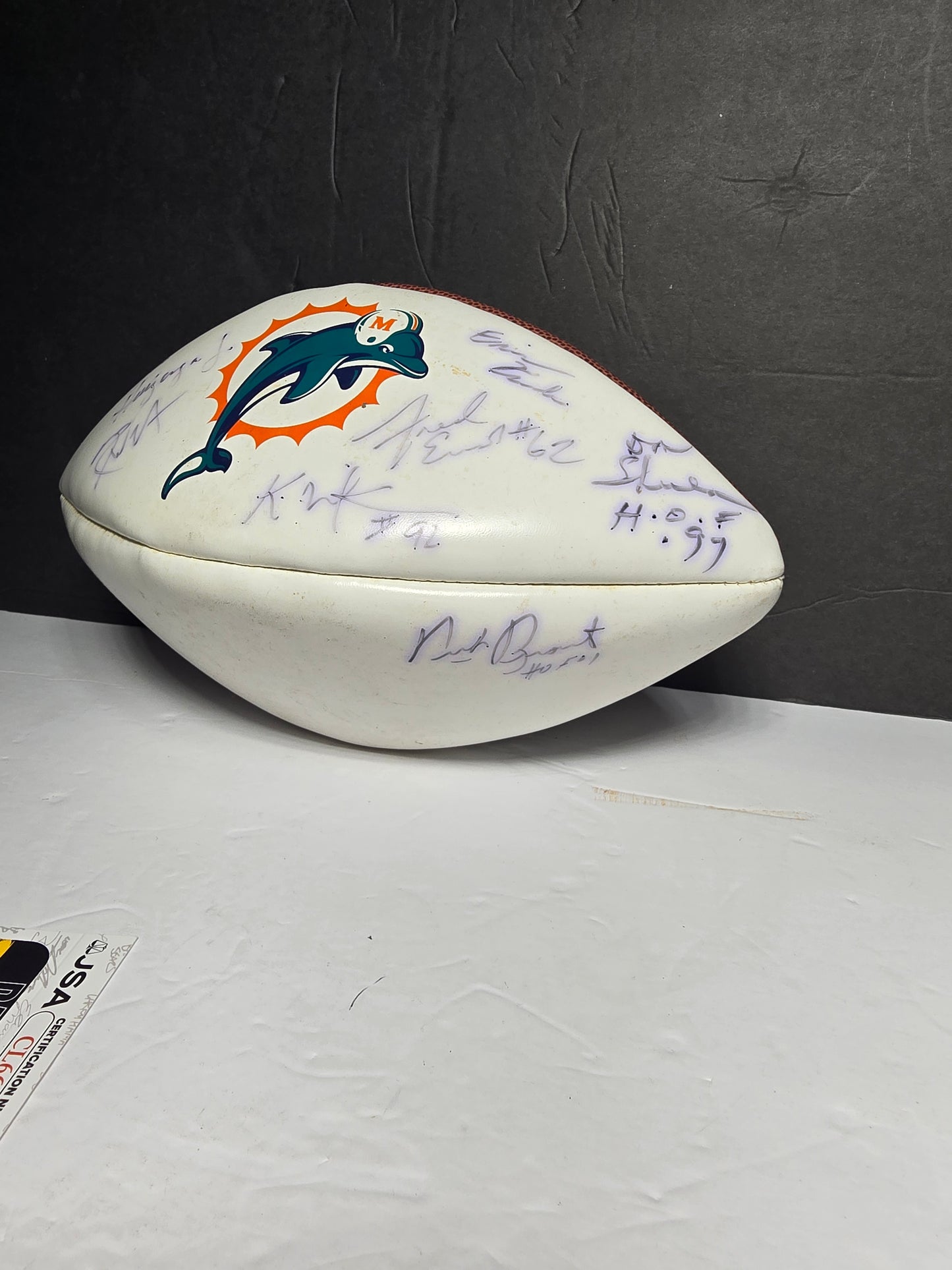 Vintage Shula,Huizenga,Buoniconti,Evans and a couple more signatures Dolphin's football