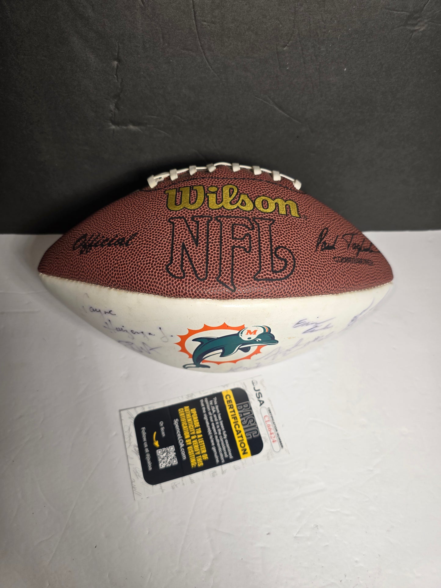 Vintage Shula,Huizenga,Buoniconti,Evans and a couple more signatures Dolphin's football
