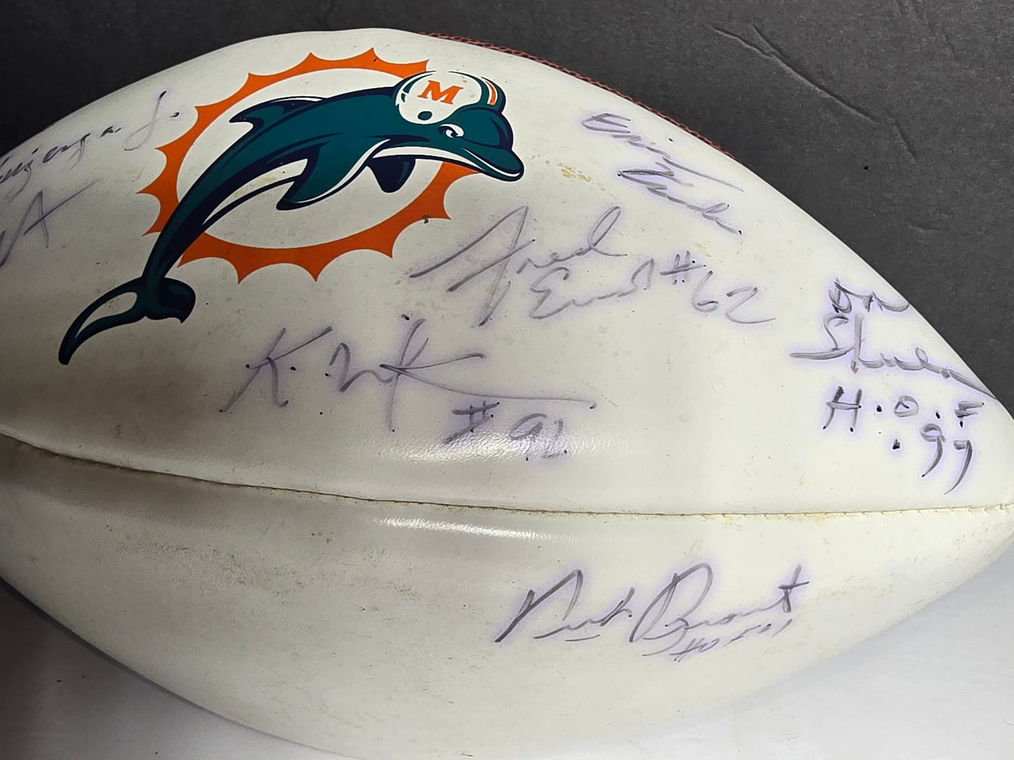 Vintage Shula,Huizenga,Buoniconti,Evans and a couple more signatures Dolphin's football