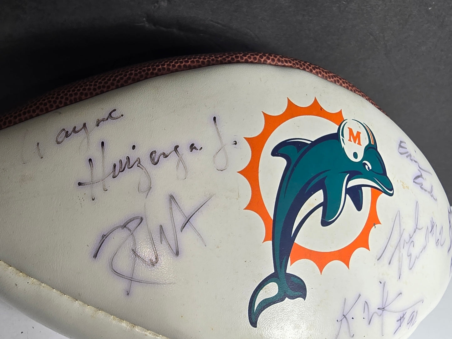 Vintage Shula,Huizenga,Buoniconti,Evans and a couple more signatures Dolphin's football
