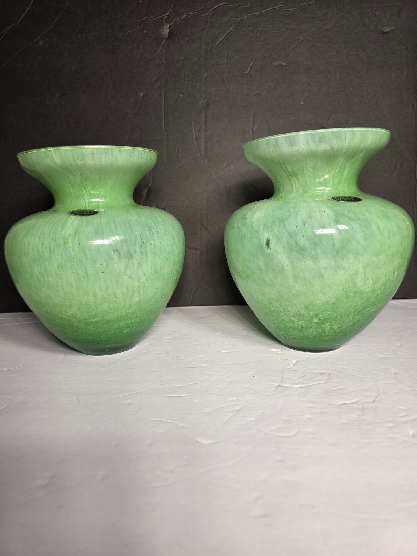 Vintage pair of "Lavorazione Murano" swirled glass vases