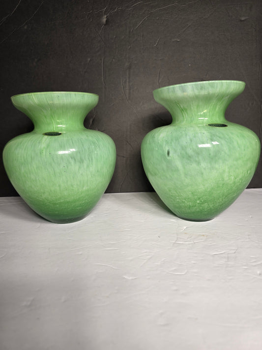Vintage pair of "Lavorazione Murano" swirled glass vases