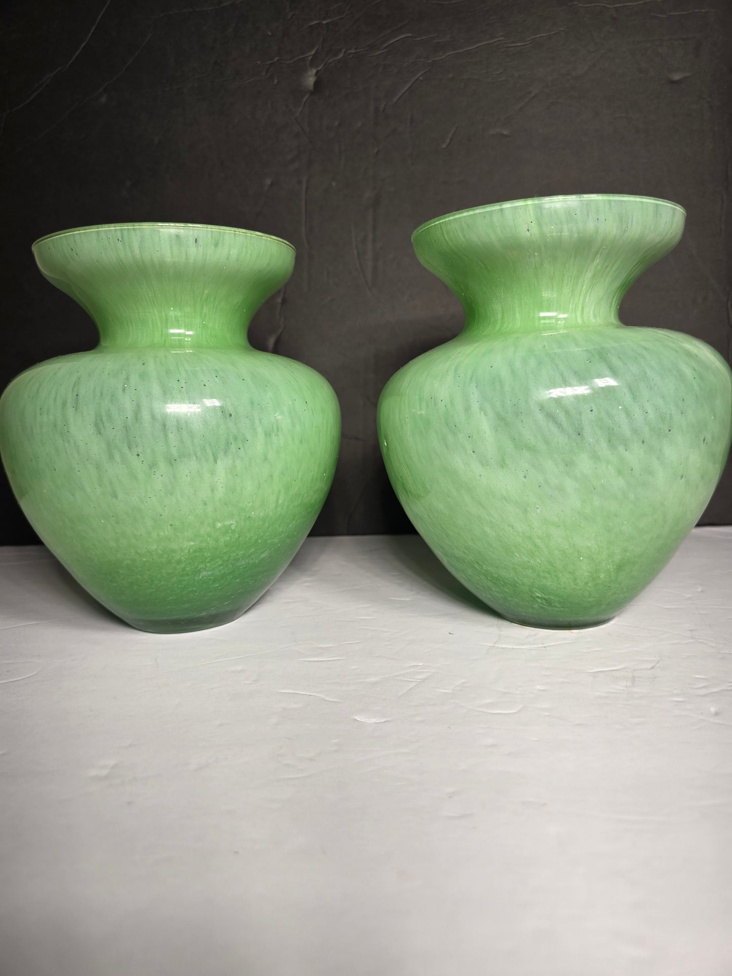 Vintage pair of "Lavorazione Murano" swirled glass vases