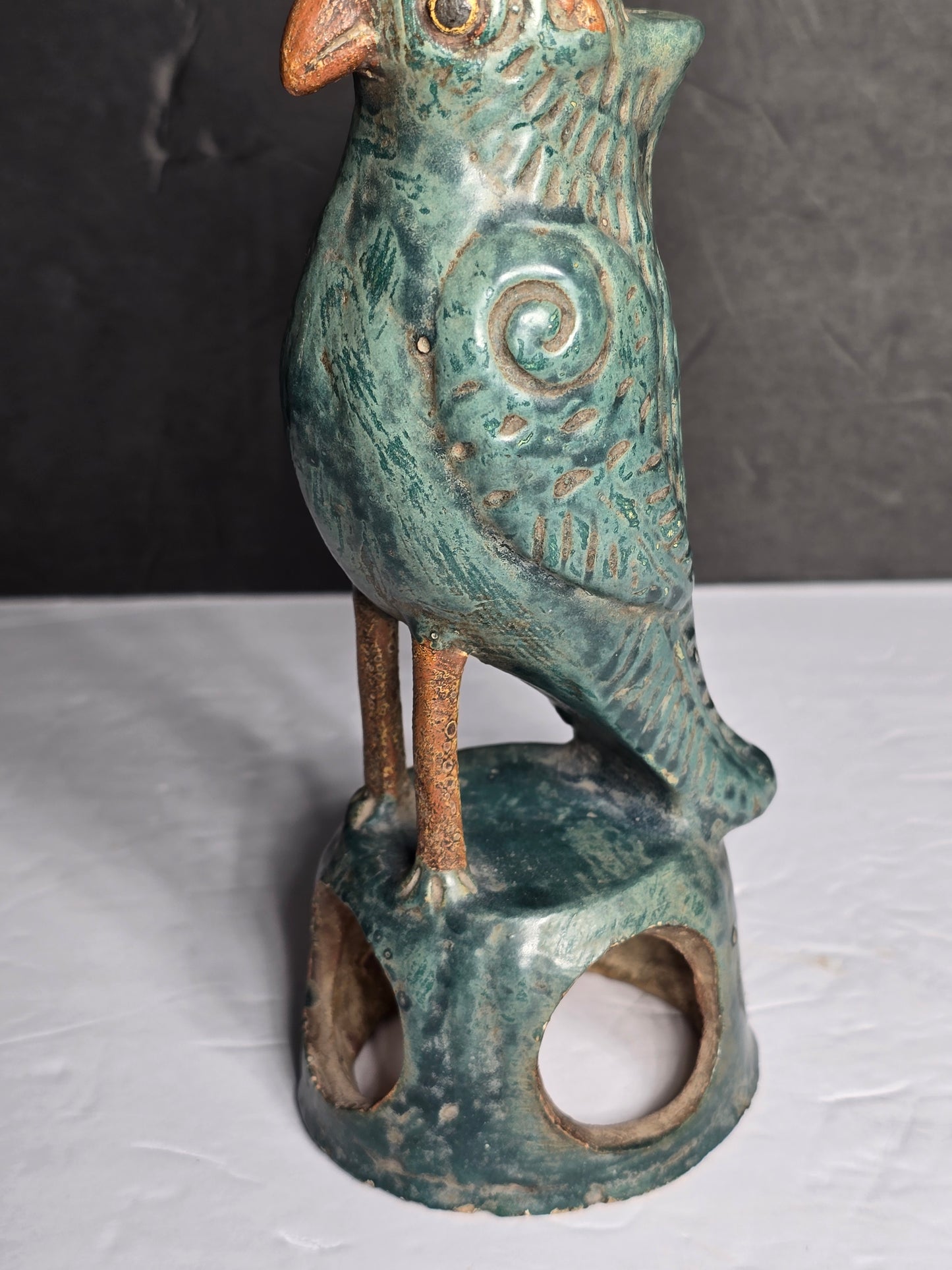 Vintage Chinese terracotta parrot statue