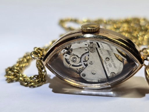 Vintage Endura Ladies see through back pendant with necklace chain and original box