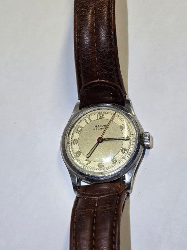Vintage 1940's Marvin Hermetic men's military watch WW11