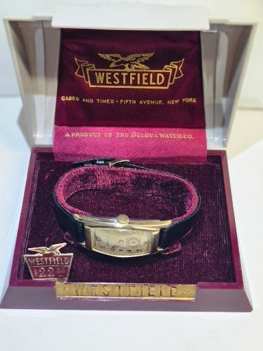 Scarce Westfield by Bulova 1930's men's watch original fifth av presentation box