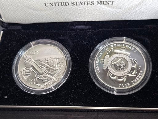 20018-P WW1 Bicentennial Silver Dollar and U.S. coast guard silver medal set