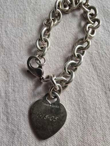 Sterling Silver Tiffany & Co Heart charm link bracelet