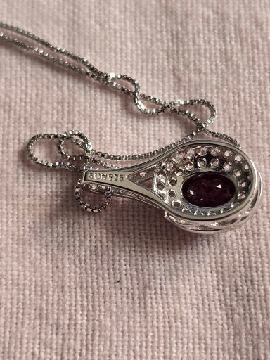 SS Natural Red Garnet, CZ &  lab created wht Sapphire Tennis Bracelet,Ring & Necklace NEW