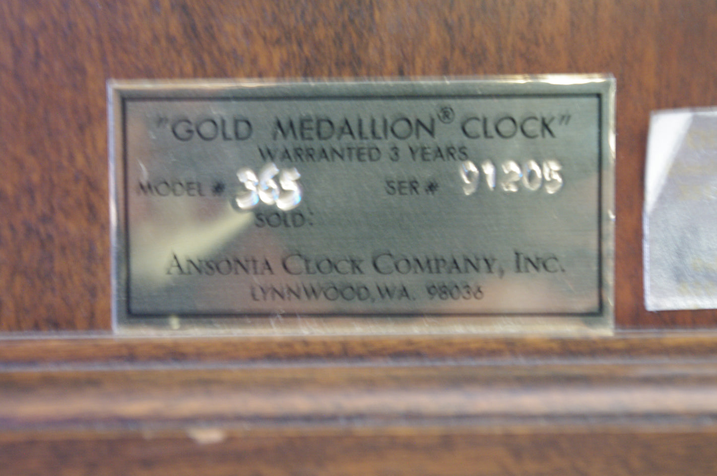 ANSONIA "GOLD MEDALLION" WALL CLOCK